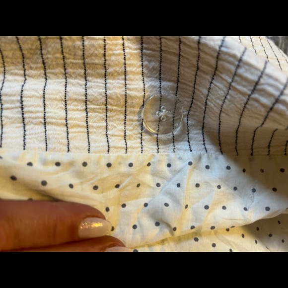 Anthropologie Cartonnier Women's White Double Breasted Striped Blazer Jacket - Picture 5 of 13